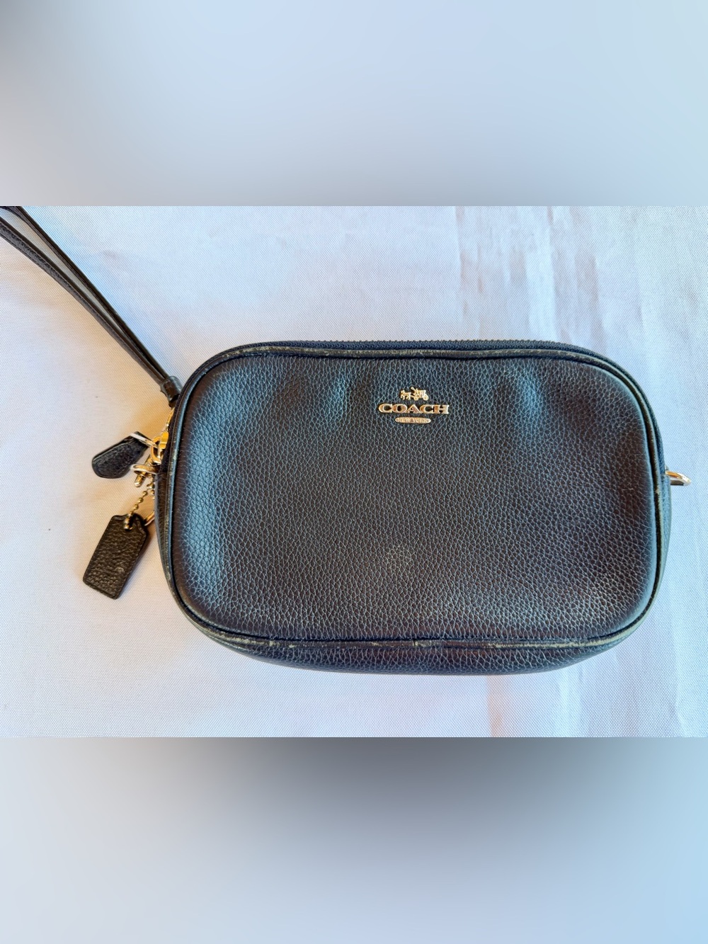 Coach Mini Jamie Camera Bag Wristlet Pebbled Leather in Midnight Navy